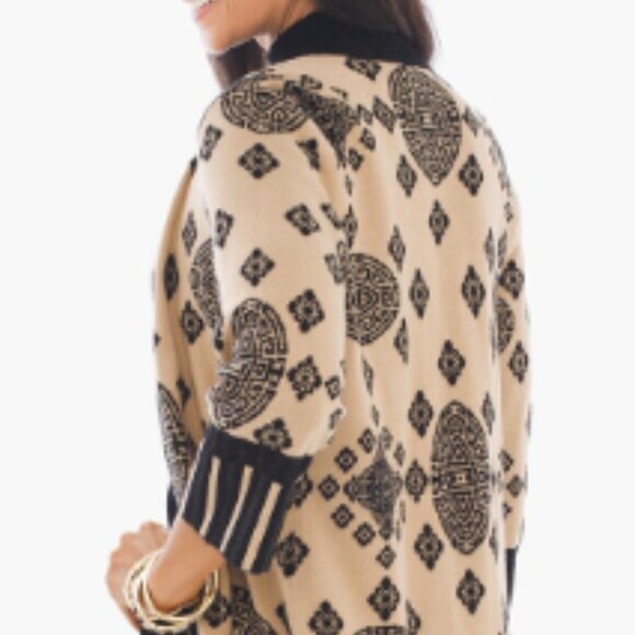 Chico's Petunia Placed-Pattern Cardigan Size 12/Large (Chico's 2) - Picture 16 of 16